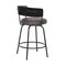 Armen Living Avalon 26" Gray Faux Leather Swivel Barstool in Black Powder Coated Finish LCAVBABLGR26 - alternate 2